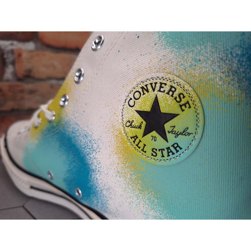Converse Chuck 70 Hi Blue Green Tie Dye Shoes Canvas Sneakers Men's Sz 15 Rare - Picture 8 of 11